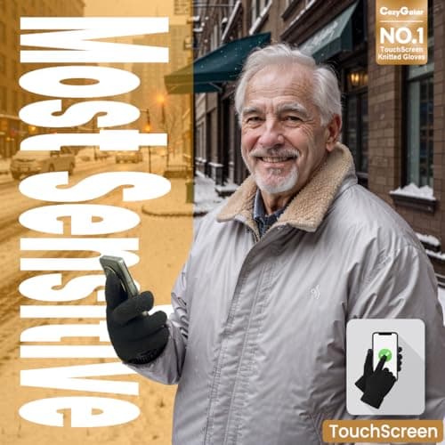 CozyGalar Winter Gloves Men, Thermal Merino Wool,6 Finger Touch Screen, Thickened Warm Fleece lined for Running Biking Christmas Husband - Thumbnail 3