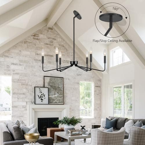 ACANER Black Chandelier for Dining Room, 6-Light Farmhouse Kitchen Light Fixtures Over Table, 26" Rustic Candle Chandelier for Bedroom, Foyer, Hall, Living Room, Entryway - Thumbnail 6