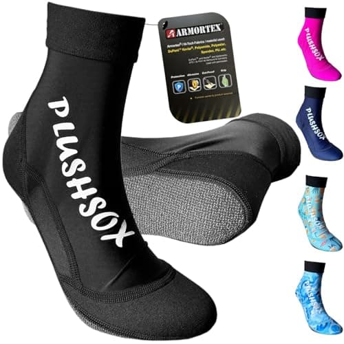 PLUSHSOX Sand Proof Beach Sport Socks with Kevlar Grip for Women Men - Ankle-Length Socks for Volleyball, Soccer, Paddleboarding, All-Day Comfort & Tournament Play, Black, M - Image 1