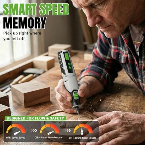 PHALANX Rotary Tool - 4V Cordless Rotary Tool Kit Accessories 80 PCS 2500mAh Li-Ion Battery, Preset 5 Speed Adjustment Grinder Tool for Cutting Sanding Carving Polishing Engraver DIY Crafts - Thumbnail 4