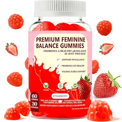 JianQ PH Gummies for Women - Ph Balance Gummies for Women Private Area, Feminine Gummy for Immune & Energy Supplement, Vegan, Gluten-Free, Strawberry Flavor, 60 Count - Image 1