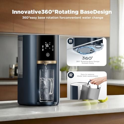 Leysern Countertop Reverse Osmosis Water Filter, 5 Stage RO Water Filtration System with UV, 4:1 Pure to Drain, Innovative 360° Swivel Base, Portable No Installation Water Purifier with Water Pitcher - Thumbnail 2