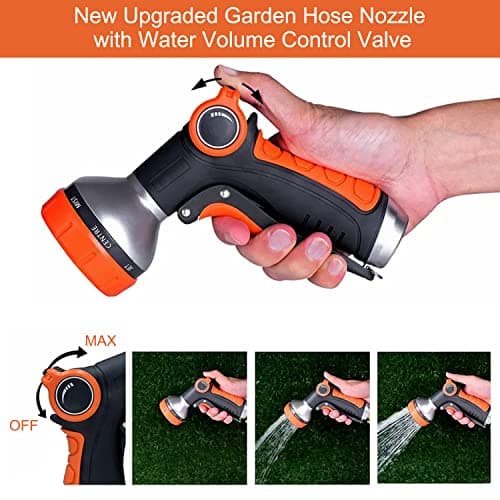 Garden Hose Nozzle Heavy Duty, High Pressure Adjustable 8 Patterns - Thumbnail 3