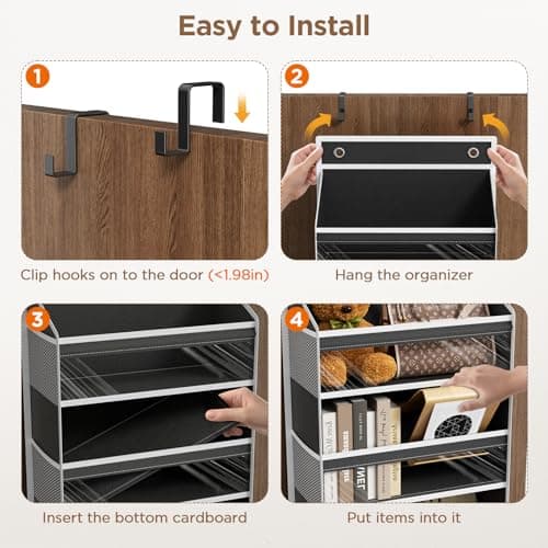 Mefirt Over The Door Organizer, 6 Shelf Door Hanging Organizers with 6 Large Capacity Pockets, Behind Door Storage Hanging Shelves for Closet Wall Bathroom Bedroom Nursery - Thumbnail 6