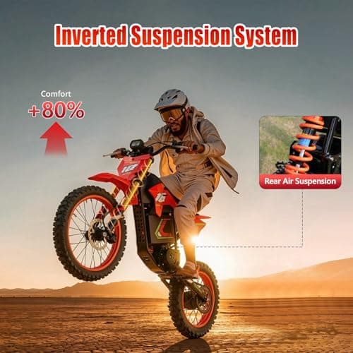 HAPPYRUN F18 Electric Dirt Bike Mid-Drive Motor 6000W Peak, Electric Motorcycle 60V 30Ah Removable Battery, 60-Mile Range, 46mph, Dual Hydraulic Brakes & Full Suspension Electric Motorcycle - Thumbnail 5