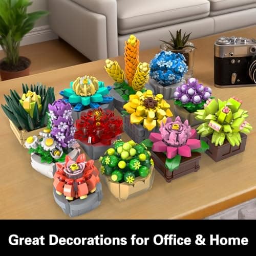 PIKARO Flowers Succulents Building Sets, 12 Plants, for Kids Adults Women - Thumbnail 4