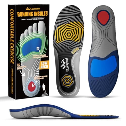 Running Insoles for Men Women & Plantar Fasciitis Relief Shoe Insoles, Extra Shock Absorption Boosts Sports Performance & Arch Support Inserts for Reduce Fatigue -Low Arch Running Shoe Inserts-F - Image 1