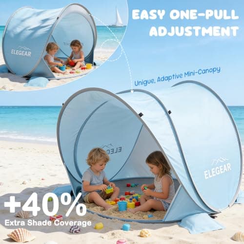 Elegear Pop Up Baby Beach Tent with Mini Canopy, CumbreX™ UPF 50+ UV Protection Baby Tent Sun Shelter, 1S Setup Portable Baby Beach Essentials Shade for Infant Toddler Outdoor Indoor Play - Blue - Thumbnail 2