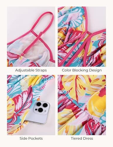 GRACE KARIN Womens Summer Floral Maxi Dresses 2026 Spaghetti Strap Wedding Guest Resort Wear Boho Beach Vacation Sundresses Blue Rose Floral XL - Thumbnail 6