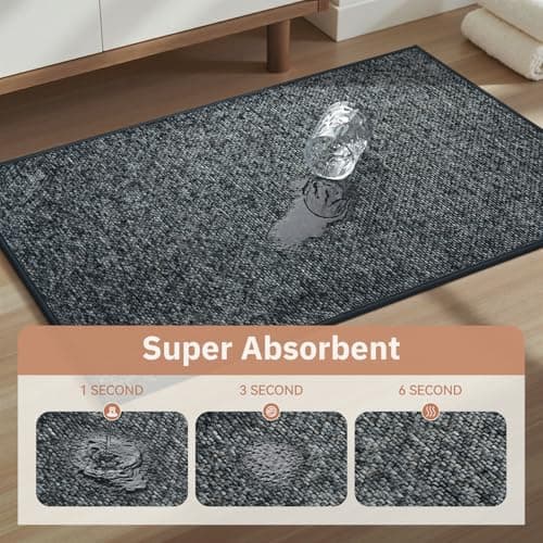 PADOOR Thin Bath Mats, Braided Bath Mats for Bathroom, No-Slip Rubber Backed Bath Rugs, Machine Washable & Quick Dry Absorbent Bathroom Mat (24"x36", Darkgrey) - Thumbnail 3