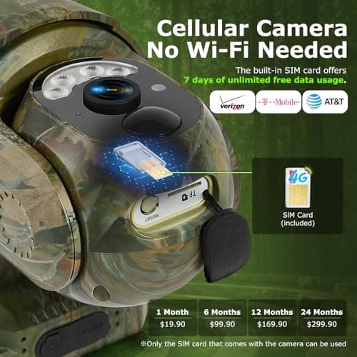 4G LTE Cellular Trail Cameras, Built-in SIM Card No WiFi Needed Solar Game Camera, Motion Activated, 2K 360°View Live Streaming, Color Night Vision, Remote Access, IP65 Waterproof Trail Cam 2 Pack - Thumbnail 2