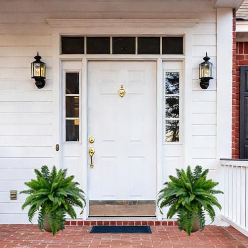 Senjie Artificial Boston Fern 2 Set Large 55 Branches Fake Ferns for Outdoors 35Inch Faux Plant for Home Living Room Office Decor - Thumbnail 4