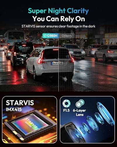 BOTSLAB 4K Dash Cam Front and Rear, 170° Ultra Wide 4K+2K Dashcam with ADAS, Night Vision, 24/7 Parking Mode, IMX415 STARVIS Sensor, WDR, 5.8GHz WiFi, Built-in GPS, Loop Recording (No SD Card) - Thumbnail 3
