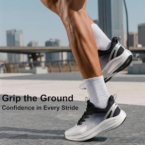 Men's Road Running Shoes Cushioning Athletic Sneakers - Non Slip Jogging Outdoor Gym Workout Comfortable Lightweight Walking Tennis Shoes Active5K Black - Thumbnail 2