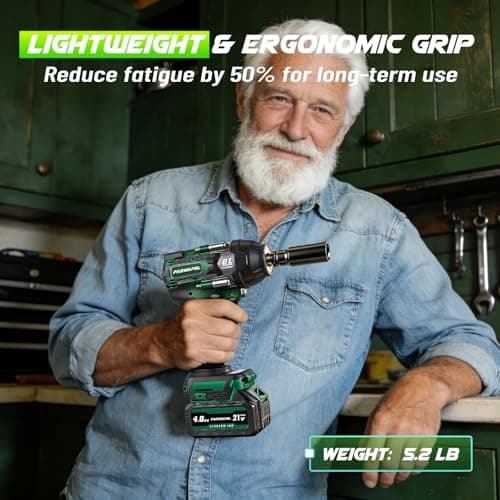 PAOWAFOL Impact Wrench 665 Ft-lbs(900N.m) 2200IPM, 1/2 Impact Gun with 21V 2x4.0AH Battery, Power Impact Driver 22 Drill Bits & 4 Sockets, Cordless Ratchet Wrench Set Gifts for Men Car Tire Lug Nut - Thumbnail 5