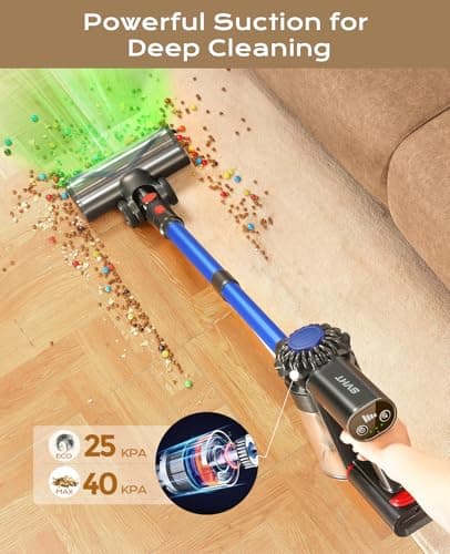 SVHT Cordless Vacuum Cleaner, 450W 40KPA Vacuum Cleaners for Home, 45Mins Lightweight Stick Vacuum with Advanced Green Light Tech, Rechargeable Battery Vacuum for Carpet,Pet Hair,Hardwood Floor - Thumbnail 2