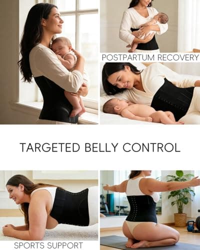 GROW LOOP Waist Trainer for Women Faja Body Shaper Tummy Control Shapewear Waist Cincher Corset, Double Belt Wrap Corset Trainer Tummy Control Shaper Black - Thumbnail 4