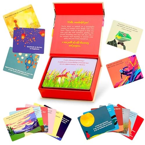 HALD Positive Affirmation Cards with Mindfulness Exercises, Inspirational Tools for Everyone, Motivational Items, Self Care Gifts for Women, Men & the Youth, 60 Transformative Affirmation Cards