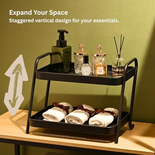 NobleForm 2-Tier Desk Organizer Multifunctional Storage Shelves for Office, Dresser, Kitchen, Stylish Organizer for Cosmetics, Office Supplies, Food, Compact, Durable, Space-Saving Design for Women - Thumbnail 5