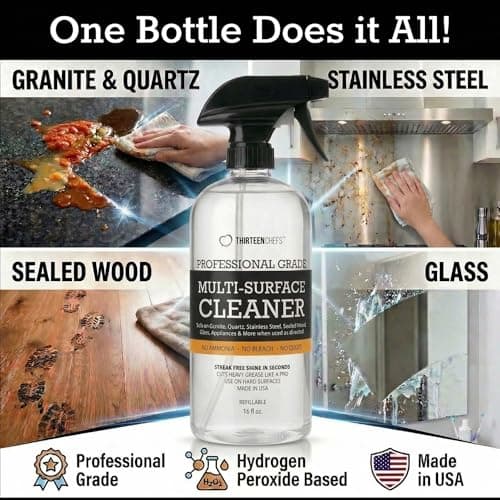 Thirteen Chefs Multi-Surface Cleaner for Kitchen, Home and Bath - Cleans All Countertops, Stainless Steel, Glass, Floor and Tile - 16oz Spray Bottle - Thumbnail 2