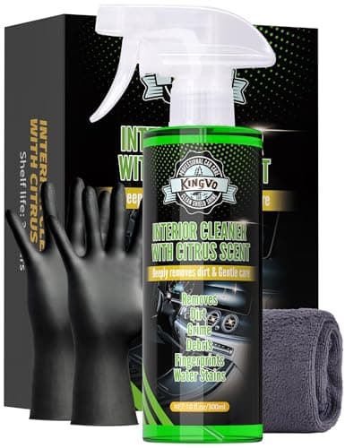 Kingvo Car Interior Cleaner Spray, Multipurpose Leather Seat Cleaner Upholstery Car Cleaning Kit with Citrus Flavor Auto Dashboard Vinyl Detailing Supplies Kit,10 OZ - Image 1
