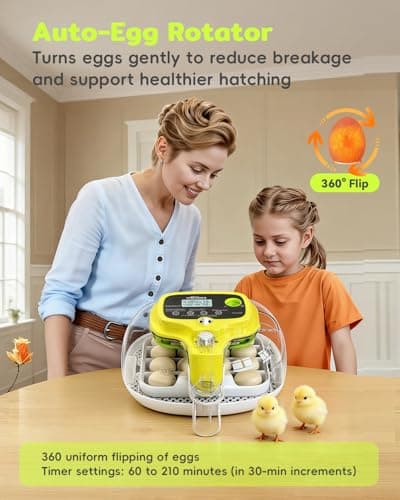 Incubators for Hatching Eggs, 16 Eggs Incubator with Auto Water Refill, Automatic Turner, Digital Temperature Control & Humidity Display and Led Candler, Poultry Hatcher for Chicken, Duck, Quail - Thumbnail 4