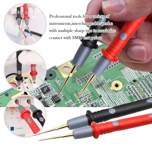 SNAKOL 22-Piece Multimeter Test Lead Kit, Back Probe Test Leads,Multimeter Probes,Test Leads with Alligator Clips, Replaceable Gold-Plated Probes,Soft Silicone Wire ，for Digital Multi Tester - Thumbnail 4