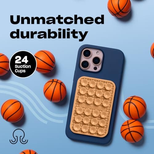 OCTOBUDDY Textures Wave - Silicone Suction Phone Case Adhesive Mount - Hands-Free Grip with 24 Suction Cups for Videos & Selfies - 2.6" x 3.9", Chocolate - Thumbnail 6