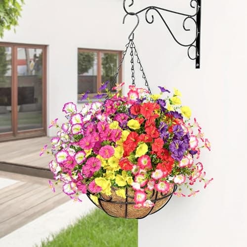 ICX Artificial Flowers for Outdoors, 10 Bundles Morning Glory Faux Flowers, UV Resistant Artificial Outdoor Flowers for Porch Garden Patio, Window Box Yard Front Door Spring Decoration (Mix 6 Colors) - Thumbnail 5