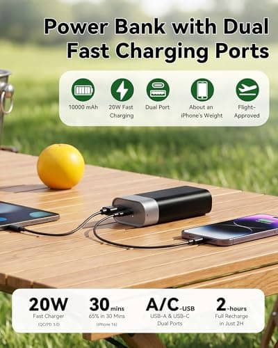 5-in-1 Camping Emergency Power Bank with Air Duster, Vacuum & Flashlight - Thumbnail 3