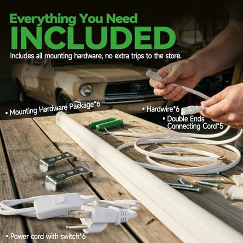 Zi-ZOHNSON 6 Pack Dimmable 4FT Led Shop Lights,30W 4500LM 3000-6500K Tunable,T8 Led Commercial Bay Light,High Output,Plug and Play, Linkable Lights for Warehouse,Basement,Barn - Thumbnail 6