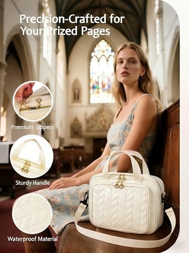 Eternatastic Bible Cover Case for Women, Large Bible Bag with Shoulder Strap,Bible Study Ideal Christian Gifts for Women - Thumbnail 3