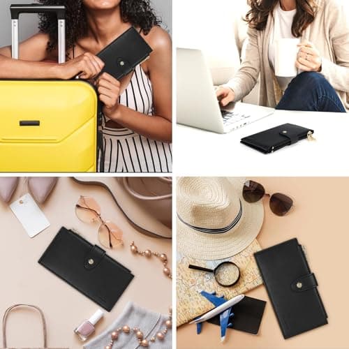 Travelambo Leather Wallets for Women Slim RFID Blocking Bifold Credit Card Holder Wallet - Thumbnail 5