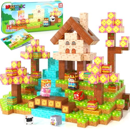 Mini Magnetic Blocks with Case - Portable Building Cubes Travel Toys for Kids Ages 4-8 Construction STEM Learning Set for Toddlers Build Mine Magnet World Christmas Birthday Gift for Boys Girls 3-5 - Image 1