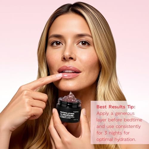 YouthVibe Lip Mask Overnight Moisturizing - Nourish & Hydrate, Antioxidants, 5% Volufiline, Squalane, Shea Butter, PDRN & Collagen Sleeping Lip Treatment for Dry & Flaky Lips - Thumbnail 4
