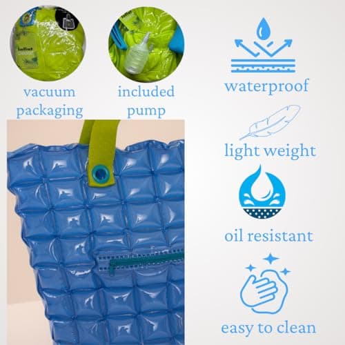 inflatDecor Neon Handbag for Women – Inflatable Puffer Tote Bag with Diamond Pattern – Lightweight Waterproof Beach Bag (Blue, X-Large) - Thumbnail 4
