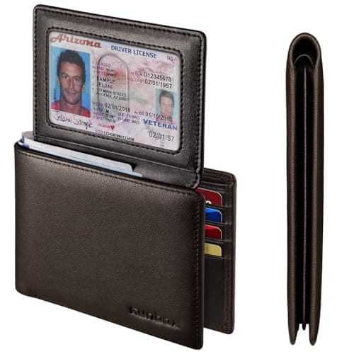 Genuine Leather Wallet for Men 12 Cards Mens Wallet Bifold Rfid Blocking with 2 ID Windows Card Holder Wallet with Gift Box - Image 1