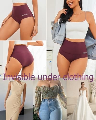 FINETOO Tummy Control Underwear Shapewear for Women Seamless High Waisted Panties Moderate Control Briefs S-3XL - Thumbnail 2