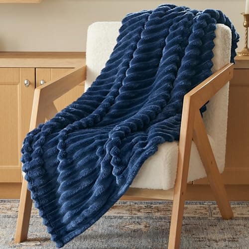 Joiedomi Navy Blue Throw Blanket for Couch, Soft & Warm Blue Fleece Blankets Gifts for Women Men Mom, Cozy Cute Soft Throw 50x60 Inches - Image 1