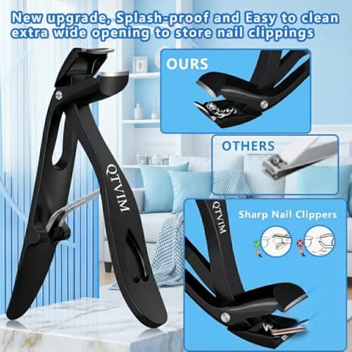 Toenail Clippers for Thick Nails for Men Seniors|3 Pack Ergonomic Long Handle Angled Head Toe Nail Clippers with Catcher|Premium Steel Wide Opening Fingernail Clipper-Heavy Duty Nail Clipper for women - Thumbnail 6