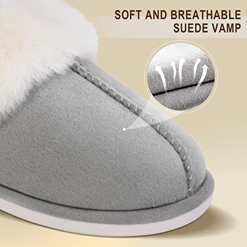 Parlovable Women's Memory Foam Slippers - Cloud-Like Comfort for Hard Floors, Ultra-Soft Machine Washable Indoor Outdoor House Shoes with Non-Slip Sole, Grey 7-8 - Thumbnail 4