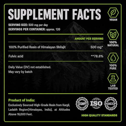 Shilajit Authentic Himalayan Shilajit Resin for Men & Women, High Fulvic Acid, Energy & Stamina, Immune Support, 85+ Trace Minerals, Lab Tested Organic Shilajit Resin, 100% Natural, 60 Grams - Thumbnail 3
