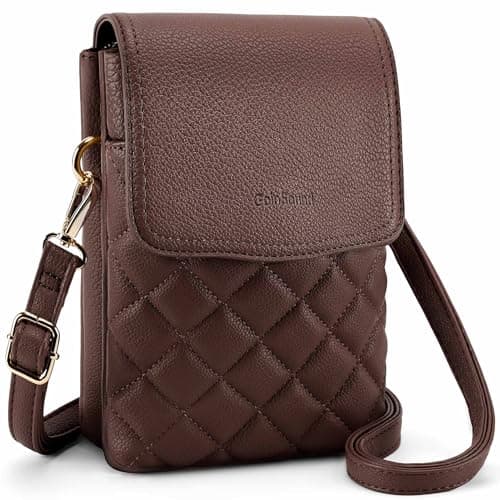 Goinsound RFID Small Crossbody Phone Purse for Women Quilted Cell Phone Purse with RFID Blocking Card Slots Dark Brown - Image 1