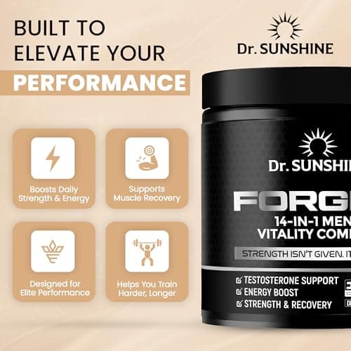 DR. SUNSHINE Forged Testosterone Booster for Men–14 in 1 Natural Male Strength with Shilajit, Ashwagandha,Tongkat Ali-Muscle Builder Testosterone Supplement for Men-2 Month (120 Capsules) - Thumbnail 6