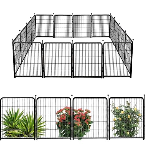 Getlay Garden Fence 40 Inch 14 Panels Without Gate, Total 31 Ft(L) Garden Fence for Yard and Dog, Black Dog Pen Wide Door, Metal Dog Pen Heavy Duty Pet Puppy Exercise Pen for Rv Camping - Image 1