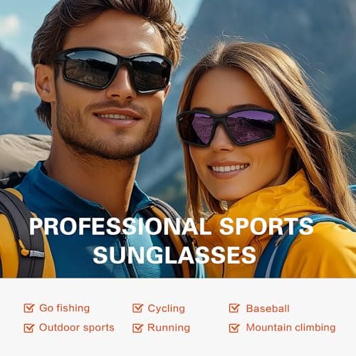 suoso Polarized Sports Sunglasses Men: Running Sunglasses Women UV400 Protection Wrap Around Glasses for Fishing Driving TR90 - Thumbnail 3