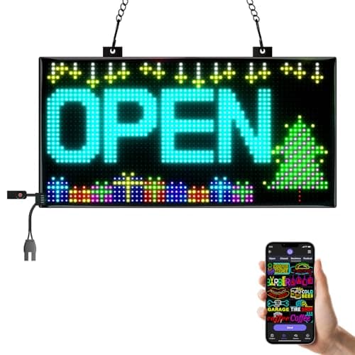 Programmable LED Open Sign,APP Built-in Multiple Open Effects,Bluetooth Control, 5V/8A for Shop Window Glass/Cafes/Bar - Image 1