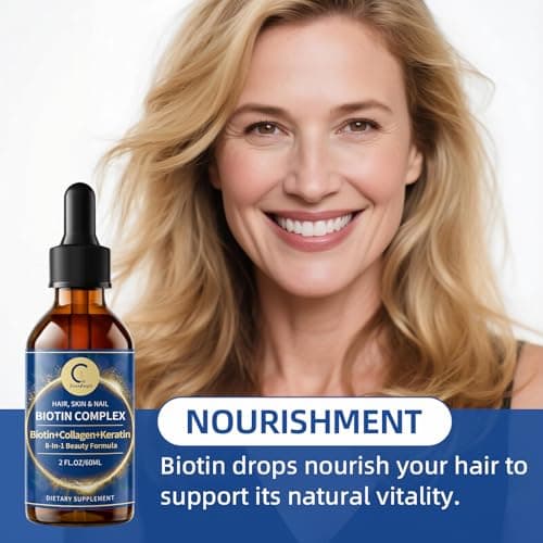 Liquid Biotin & Collagen Drops 20,000mcg--High Potency Hair Growth Vitamin Support - Biotin and Liquid Collagen Supplement for Women & Men - Glowing Skin Support, Healthy Hair & Nail Growth - 2 Fl Oz - Thumbnail 5