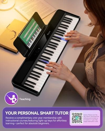 Rhymo 61 Keys Smart Keyboard, Lighted Up Keys Electric Piano Keyboard, Learning Keyboards Piano for Beginners with 29 Demo Songs, 128 Tones, 128 Rhythms, Built-in LED Lights & Apps, Speakers - Thumbnail 5