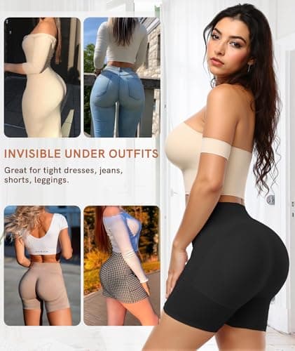 Figninget Butt Pads for Bigger Butt Faja Shorts Shapewear Tummy Control Panties Butt Pads for Women Black XL - Thumbnail 4